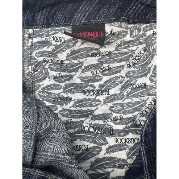 Rock Roll Denim Women's Trousers W29 L32 High Rise Striped Flare Leg Jeans - Picture 6 of 7